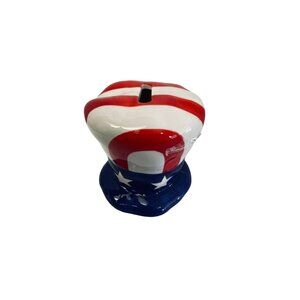 Coin Money Bank Uncle Sam Hat American Flag Red White Blue Stars 3" x 3.5"